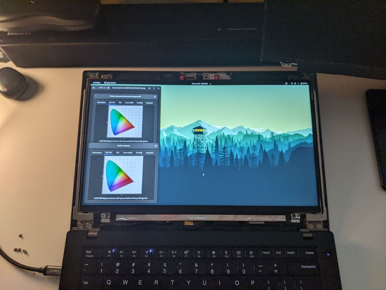 My display viewing habits got spoiled after the upgrade to the nice monitor, so I ditched the TN display on the Thinkpad for a bright IPS.